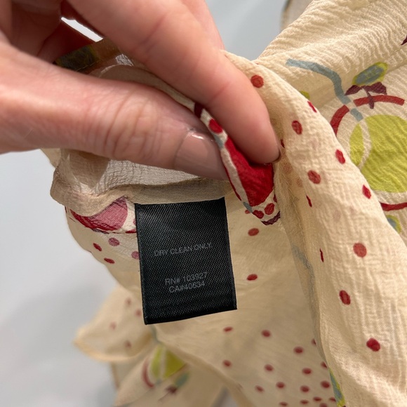 Marc Jacobs Vintage Silk sheer top in cream with red and green polka dot graphic - Picture 4 of 8